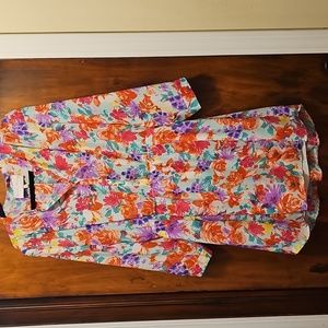 Colorful Floral Button-Up Dress